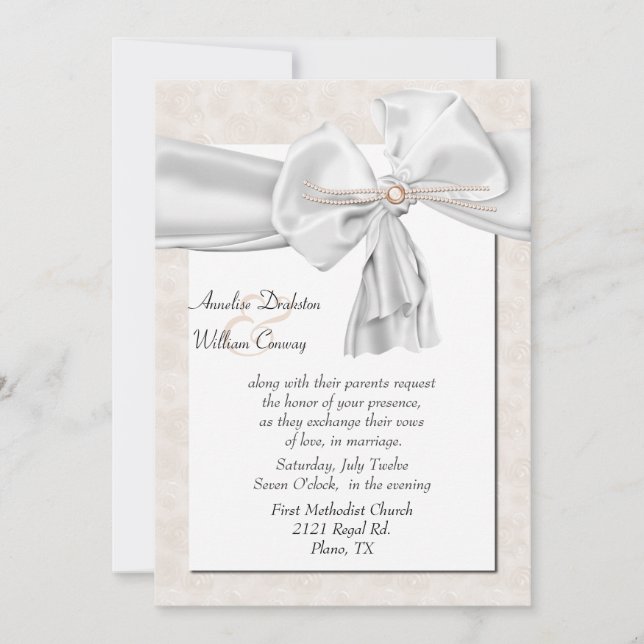 Elegant Ivory Pearl Wedding Invitation (Front)