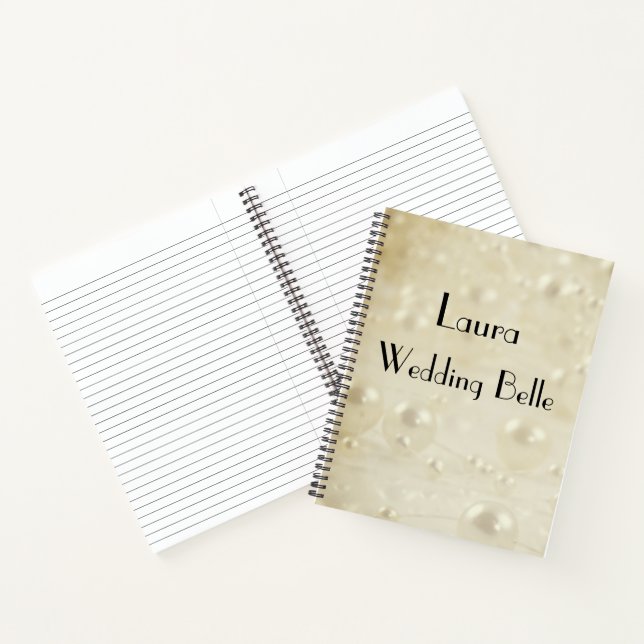 Elegant Ivory Pearls Personalised Wedding Belle Notebook (Inside)