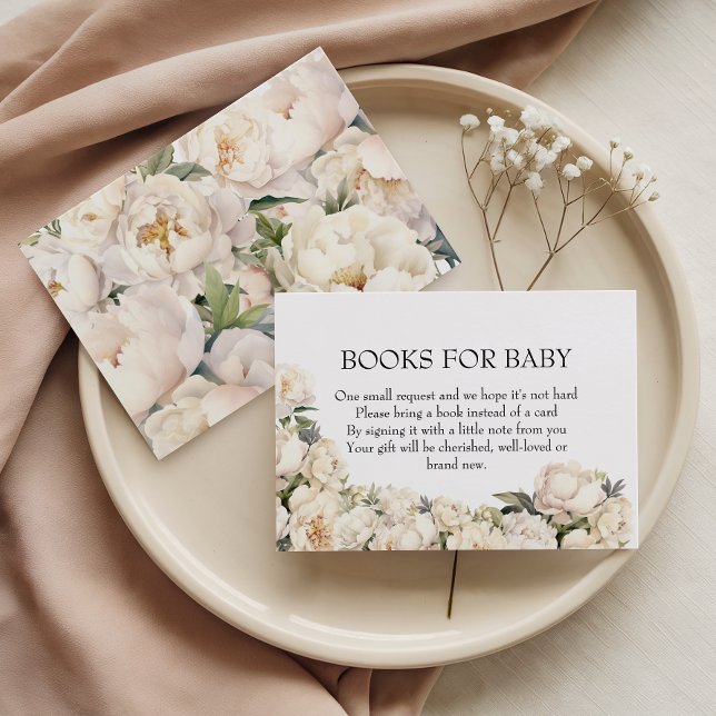 Elegant Ivory Peony Books for Baby Enclosure Card (Creator Uploaded)
