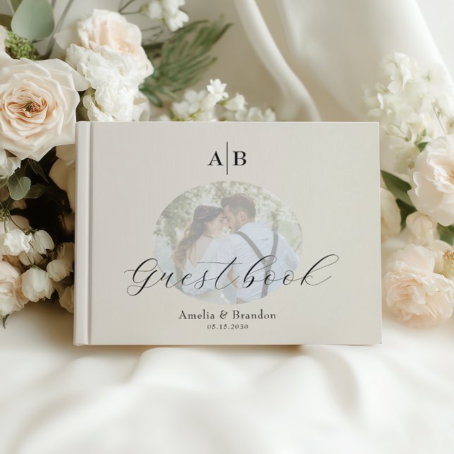 Elegant Ivory Photo Wedding Guest Book (Creator Uploaded)