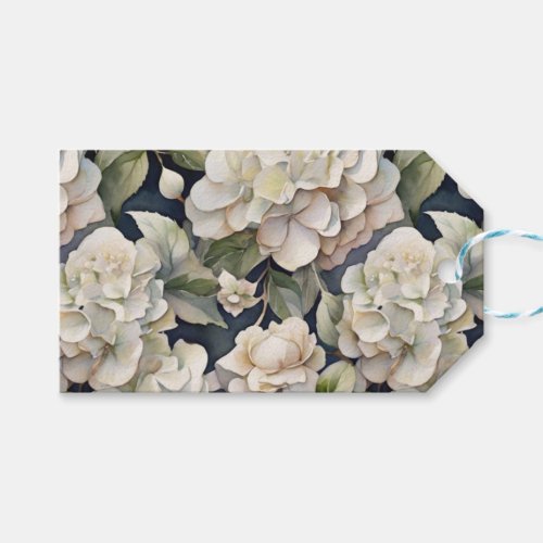 Elegant ivory pink green navy watercolor floral gift tags