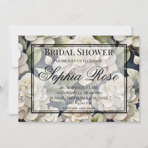 Elegant ivory pink green navy watercolor floral invitation