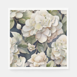 Elegant ivory pink green navy watercolor floral napkins