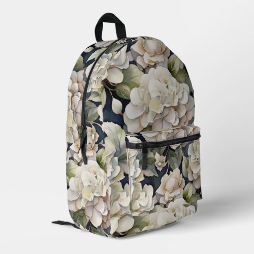 Elegant ivory pink green navy watercolor floral printed backpack