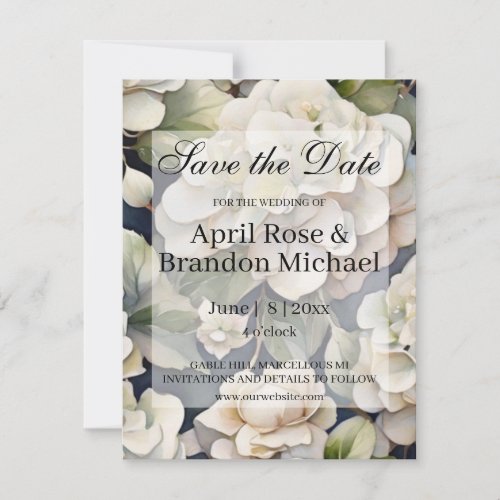 Elegant ivory pink green navy watercolor floral save the date