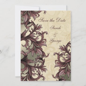 Elegant Ivory Pink Vintage Flourish Wedding Save The Date