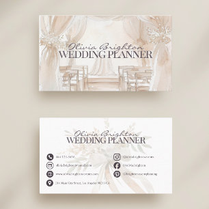Elegant Ivory Professional Wedding Planner Business Card