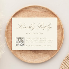 Elegant Ivory QR Code Wedding RSVP Card