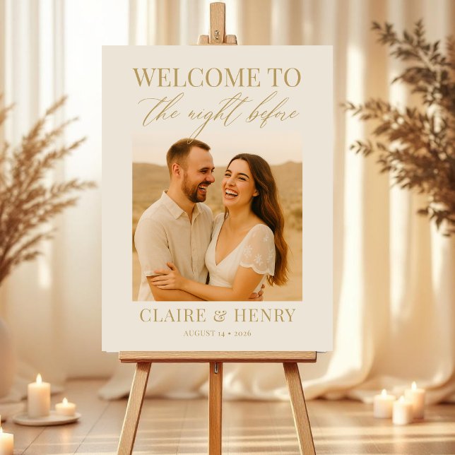 Elegant Ivory Rehearsal Dinner Photo Wedding Foam Board (Creator Uploaded)