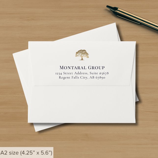 Elegant Ivory Return Address Gold Tree Envelope (Creator Uploaded)