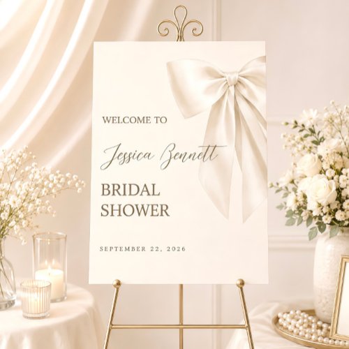 Elegant Ivory Romantic Bow Bridal Shower Welcome Foam Board