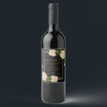 Elegant Ivory Roses & Gold Glitter 18th Birthday Wine Label<br><div class="desc">Beautiful design for women. Elegant, glamorous and sophisticated custom personalized wine bottle labels with a pretty romantic corner bouquet display of ivory roses and greenery, with a pretty shiny gold glittery glitter double border frame all printed on a black background. These are beautifully designed labels with cute, stylish, girly flowers...</div>