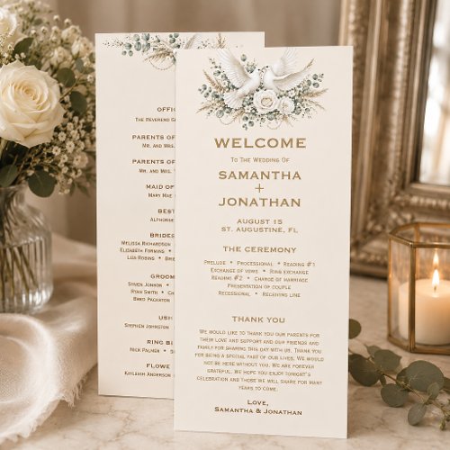 Elegant Ivory Roses Pearls Doves | Program