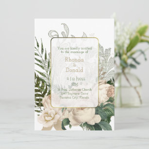 Elegant Ivory Roses Wedding Invitation