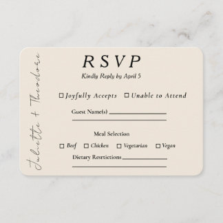 Elegant Ivory RSVP with Entree Selection Card
