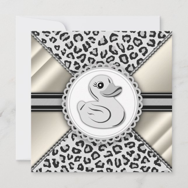 Elegant Ivory Rubber Duck Baby Shower Invitation (Front)