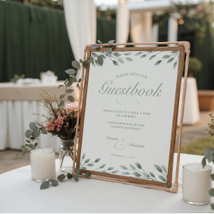 Elegant Ivory & Sage Fall Wedding Guestbook Print