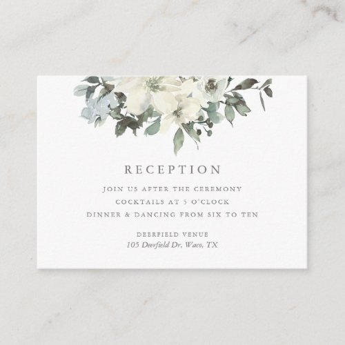Elegant Ivory Sage Floral Wedding Reception Enclosure Card