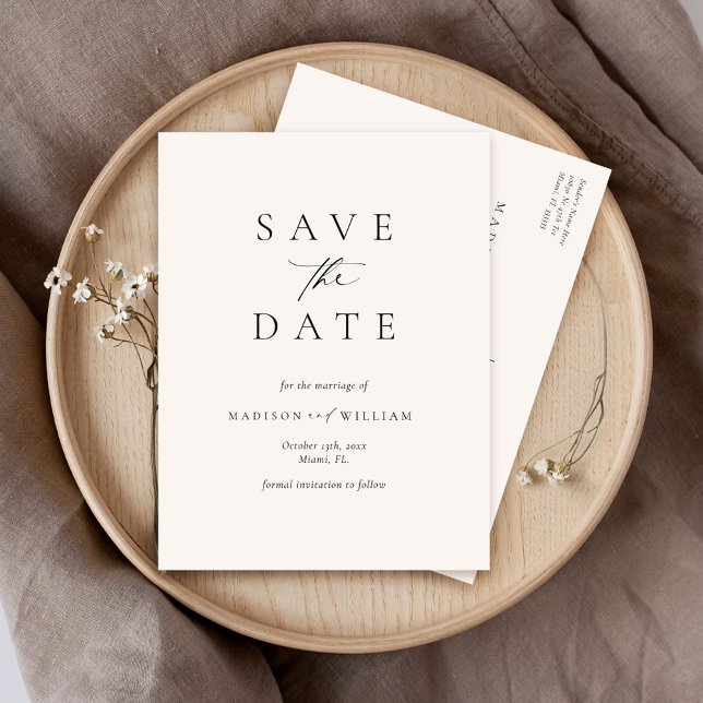 Elegant Ivory Save The Date Postcard (Creator Uploaded)