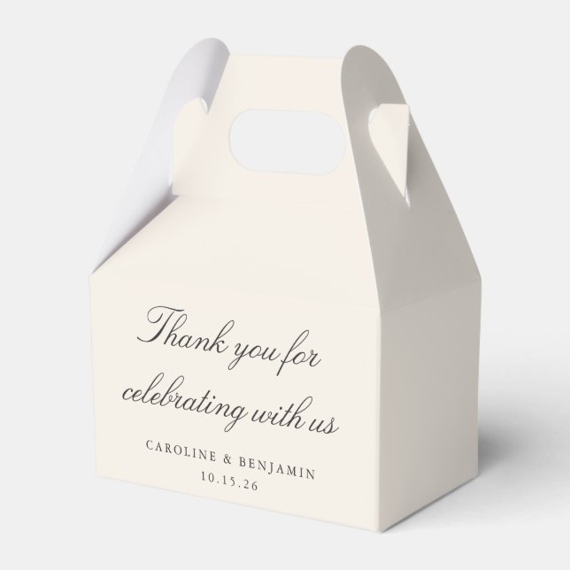 Elegant Ivory Script Wedding Custom Thank You  Favor Boxes (Front Side)