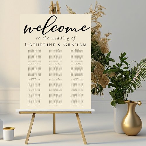 Elegant Ivory Simple Script Wedding Seating Chart Foam Board