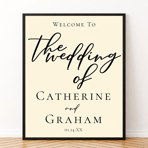 Elegant Ivory Simple Typography Wedding Welcome Poster