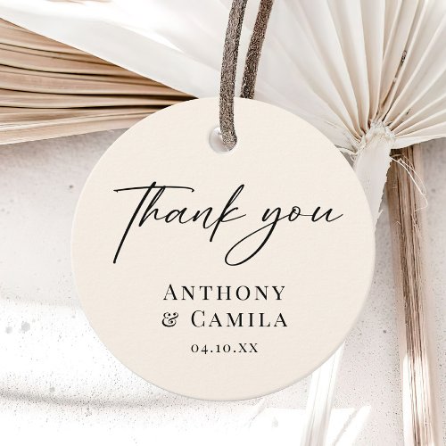 Elegant Ivory Thank You Wedding Favor Tags