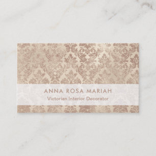 *~* Elegant Ivory Vintage Antique Floral Damask Business Card