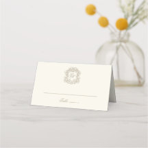Elegant Ivory Vintage Crest Monogram Wedding