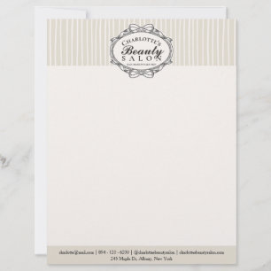 Elegant Ivory Vintage Frame Beauty Salon Letterhead