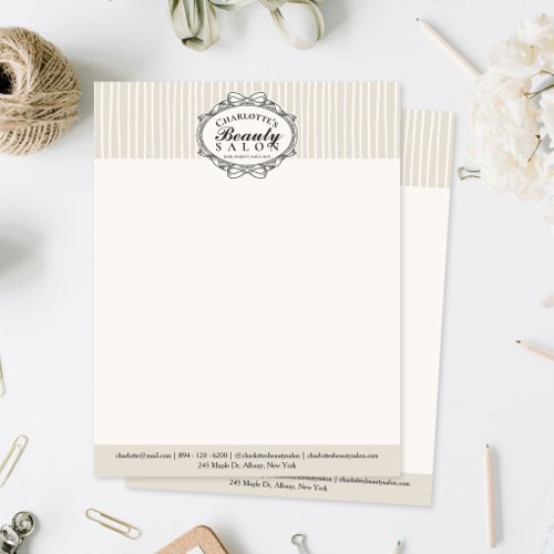 Elegant Ivory Vintage Frame Beauty Salon Letterhead