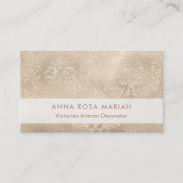 *~* Elegant Ivory Vintage Victorian Floral Damask Business Card