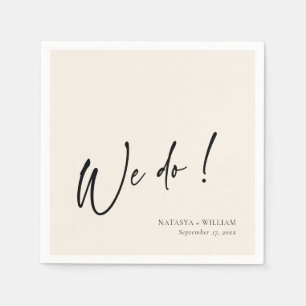 Elegant Ivory "We Do" Personalized Wedding Napkins