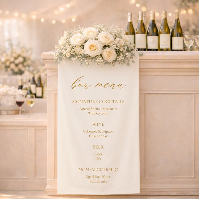 Elegant Ivory Wedding Bar Menu Banner  (Creator Uploaded)