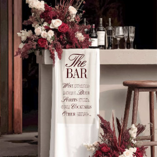 Elegant Ivory Wedding Bar Menu Reception Decor Banner