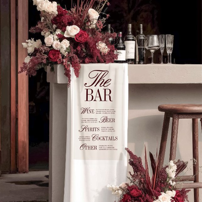 Elegant Ivory Wedding Bar Menu Reception Decor Banner (Elegant Ivory Wedding Bar Menu Reception Decor Banner)