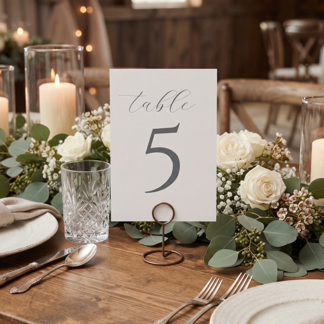 Elegant ivory wedding couples initials table number (Creator Uploaded)