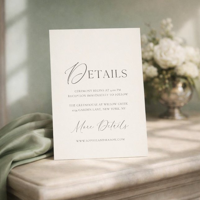 Elegant Ivory Wedding Details Card (Creator Uploaded)
