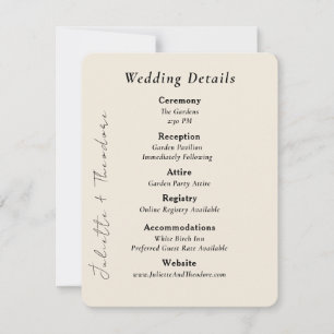 Elegant Ivory Wedding Details Card