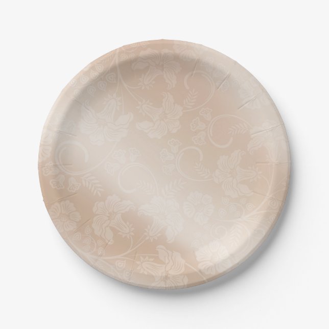 Elegant Ivory Wedding Floral Paper Plates (Front)