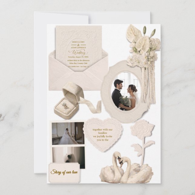 Elegant Ivory Wedding Invitation  (Front)