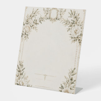 Elegant Ivory Wedding Invitation with Champagne  Pedestal Sign