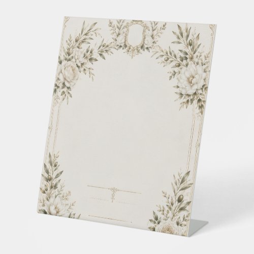 Elegant Ivory Wedding Invitation with Champagne Pedestal Sign
