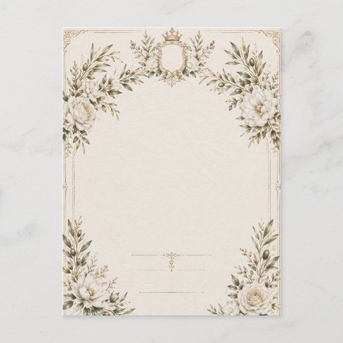 Elegant Ivory Wedding Invitation with Champagne Postcard