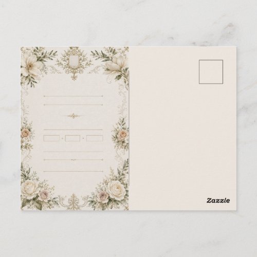 Elegant Ivory Wedding Invitation with Champagne Postcard