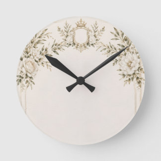 Elegant Ivory Wedding Invitation with Champagne  Round Clock