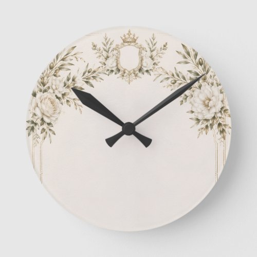 Elegant Ivory Wedding Invitation with Champagne  Round Clock