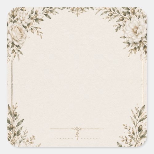 Elegant Ivory Wedding Invitation with Champagne  Square Sticker
