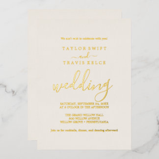 Elegant Ivory Wedding Invitation with Gold Foil Invitation