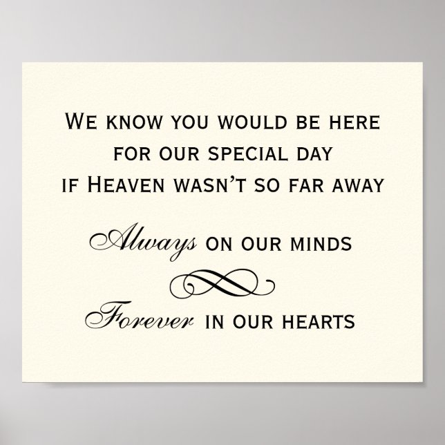 Elegant Ivory Wedding Memorial Sign (Front)